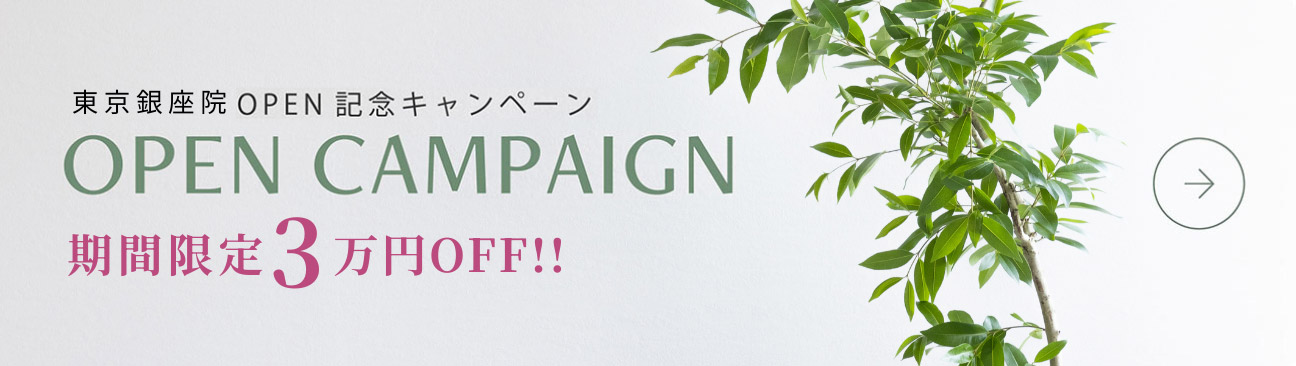 東京銀座院OPEN記念キャンペーン　期間限定３万円OFF！